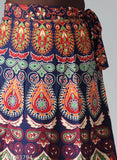 Women's paisley print cotton wraparound skirt, vibrant printed net, 38-Free Size, Indian origin