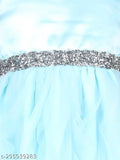 Sky blue knee-length net dress for girls party wear, single size 1-2 years, India origin