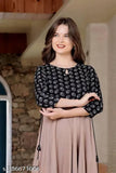 Rayon women's kurti with printed combo, three-quarter sleeves, Indian origin