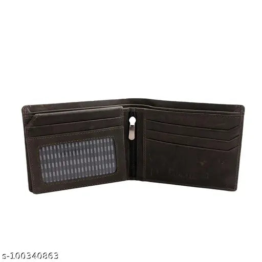 Hazel green leather wallet, 5 compartments, Indian-made genuine leather men's wallet by ThinkBeest