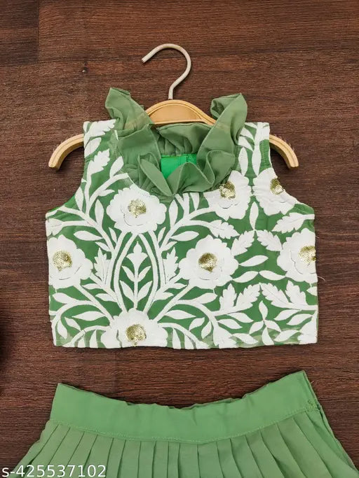 Embroidered Georgette Lehenga choli for Kids - Navratri festive wear, sleeveless and embellished