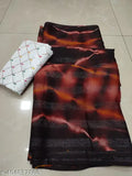 Chiffon Shibori printed saree, free size, Indian dyed/washed, embellished net fabric