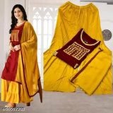 Embroidered rayon dupatta set with kurta and bottomwear, single 14kg heavy rayon fabric from India