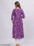 Rayon Naira Cut Stylish Kurti with three-quarter sleeves and printed combo, showcasing Indian fashion for M, L, XL, XXL sizes