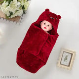 Maroon fleece AC baby sleeping bag, lightweight and ultra-soft for 0-6 months old infants in a solid print design