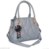 Grey synthetic leather shoulder bag - spacious interior with 5 compartments, perfect for women's professional use