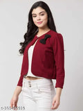 Cotton blend three-quarter sleeve casual jacket for women, solid pattern, Indian design, enhances wardrobe versatility