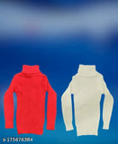 Wool high neck sweater for kids, solid pattern, long sleeves, suitable for girls and boys, 6 months to 7 years, made in India