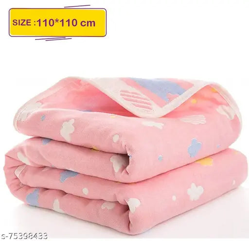 PinkCloud 100% cotton baby swaddle blanket, 6-layer muslin wrap for stroller cover & receiving blankets, perfect for swaddling and everyday use in AC rooms
