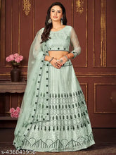 Banarasi embroidery lehenga, free size up to 2XL with unstitched blouse and dupatta, net fabric