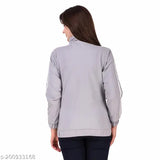 Polyester long-sleeve winter jacket for women & girls, solid pattern, trendy and fashionable, India origin