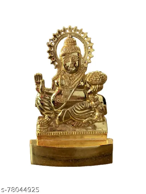 Brass gold handcrafted Lord Kubera Ji statue, 11cm tall. Decorative showpiece from India, symbolizing wealth and good fortune