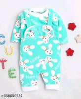 Wool printed net dungaree kids jumpsuit, warm winter outfit for cozy babies