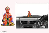 Gold-plated Hanuman idol, glittery stone detailing, religious spiritual figurine for car dashboard or home decor