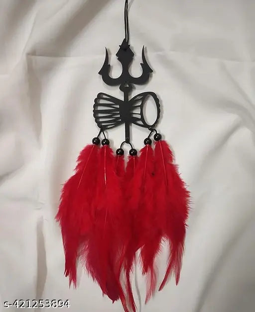 Handcrafted Lord Mahadev Car Dream Catcher - Natural materials, divine protection, elegant car decor, unique gift for spiritual charm, tranquil driving accessory (8" x 0.5" x 4"), India origin