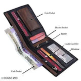 Black PU casual wallet with two compartments, ideal for men's everyday essentials. Stylish black artificial leather design, perfect gift choice