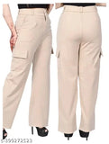 Premium cotton wide leg 4 pocket cargo trousers, relaxed fit with insert pockets - women's style and comfort combined
