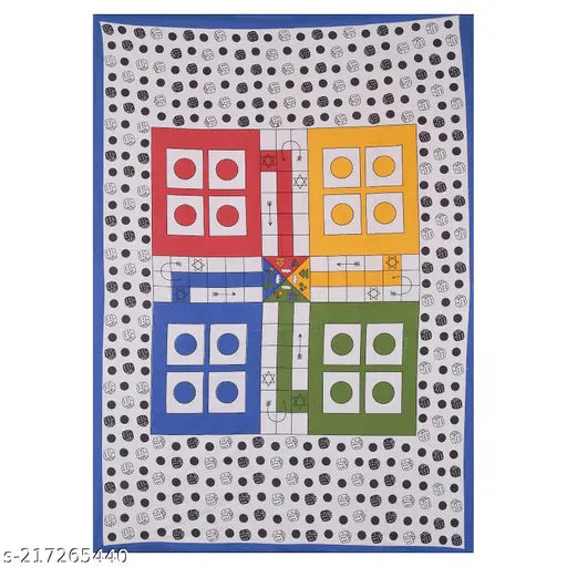 Lively ludo print cotton single bedsheet with 1 pillow cover, ideal for kids' summer rooms. Indian origin." (125 characters)