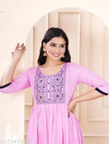 Rayon anarkali dress, single solid color for festive party wear from India