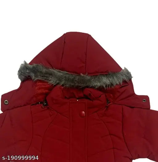 Soft nylon parka jacket for girls, size 4 to 7 years, warm and durable winter wear