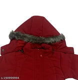 Soft nylon parka jacket for girls, size 4 to 7 years, warm and durable winter wear