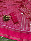 Vibrant Dola Silk Saree with Unstitched Running Blouse, Indian fashion trend featuring multicolor prints