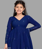 Embroidered silk Georgette maxi dress with dupatta, intricate design for girls aged 5-6 (size 24in x 42in)