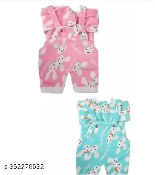 Woolen printed kids' winter wear dungarees/jumpsuit set, long sleeves, 0-3 months, India origin