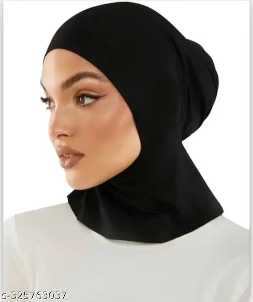 Black lycra women's premium monkey cap for hijab wear, ninja style - soft, stretchy, and comfortable headwear accessory