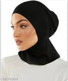 Black lycra women's premium monkey cap for hijab wear, ninja style - soft, stretchy, and comfortable headwear accessory