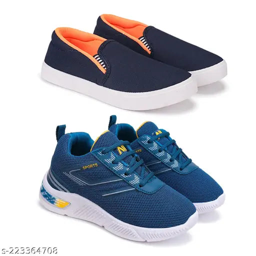Canvas Bersache Kids Shoes (Pack of 2) - Lightweight, breathable, and durable casual sneakers/loafers for daily wear. India origin