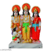 Multicolor resin Ram Darbar statue with Laxman, Sita, God Hanuman - spiritual showpiece for Vastu and Puja, 18 cm tall