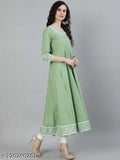 Rayon anarkali kurta with printed combo, three-quarter sleeves by Avi Fashions, Indian fashion for women