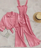 Sleeveless crepe, solid-patterned SATVIKK women's jumpsuit - versatile 2-piece outfit for fashion-forward party wear