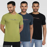 Green cotton blend Zeffit typography round men's t-shirts pack of 3 (M: 36in, L: 38in, XL: 40in, XXL: 42in) for versatile casual wear