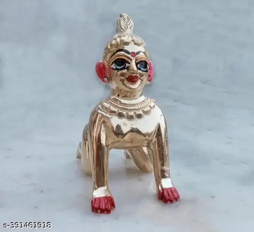 Brass Indian God Idol - Krishna & Radha Rani Ashtdhatu Version (approx. 130g, 1.5 cm each side)