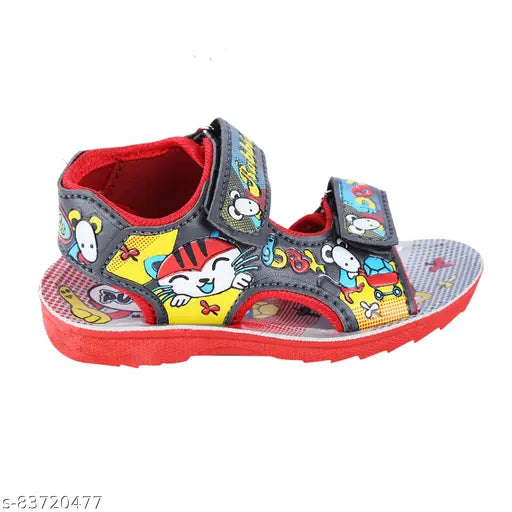 Colorful PVC sandals for babies and toddlers, red woven design with Steffi Love detail and Velcro fastening