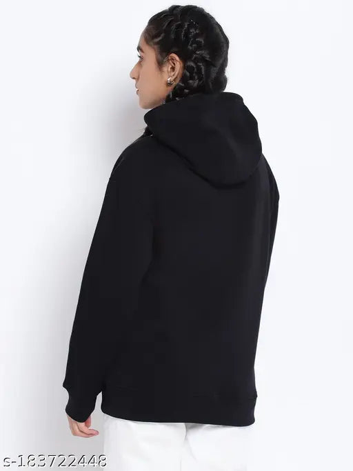 Black cotton blend hoodie for kids, featuring a printed lil tomatoes design, extra comfort and fleece material. Children's size 7-8 years (bust 31in, length 20in)