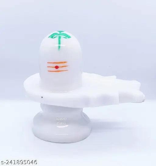 Marble White Shivling Statue - Spiritually activated Lord Shiva idol for home/office decoration (6cm)
