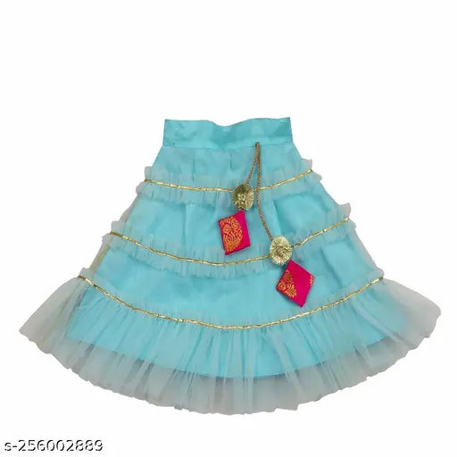 Taffeta silk and net Lengha with ruffle stitch for 12-24 Month old girls, Indian traditional dress for special occasions