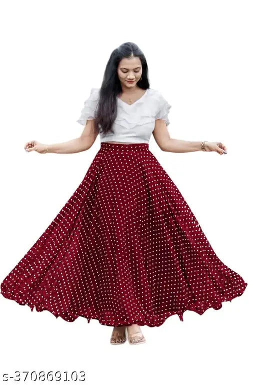 Cotton printed net women's skirt with scrcheble top, attractive look for fashionable Indian attire