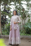 Embroidered lavender cotton lehenga choli, intricate sequin work and embroidery, perfect for special occasions, Indian origin