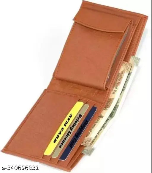 Stylish brown faux leather book wallet for men/boys with 2 compartments, textured net pattern, free size (L10cm x W10cm), made in India