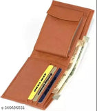 Stylish brown faux leather book wallet for men/boys with 2 compartments, textured net pattern, free size (L10cm x W10cm), made in India