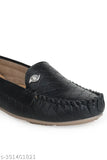 Synthetic leather loafers PV02 BLK, comfortable bellies for women & girls, handmade in India with memory foam insoles