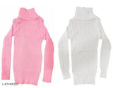 Colorblocked wool high neck sweater for kids, featuring long sleeves and Indian craftsmanship