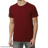 Classic cotton men's t-shirts, short sleeves, kotha round neck, vibrant maroon color - Indian origin