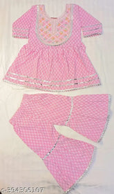 Trendy cotton Sarara Garara set for kids girls, three-quarter sleeve long sleevesv (9 months - 2 years)