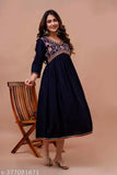 Embroidered rayon Anarkali Kurta in S-50, Indian women's fashion with three-quarter sleeves