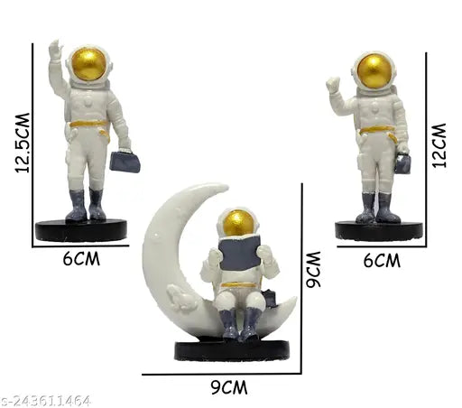 Astronaut couple figurine, poly resin space decoration (6x6x12.5cm), perfect for home or office, educational gift for children